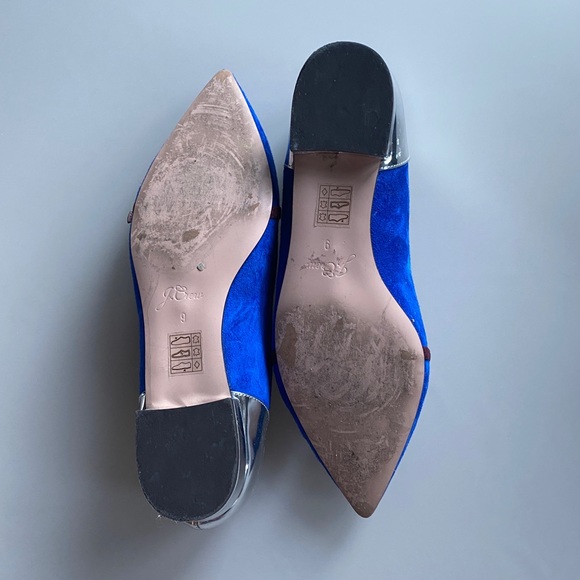 Blue Suede & Metallic Silver Mary Jane Flats - Picture 3 of 5